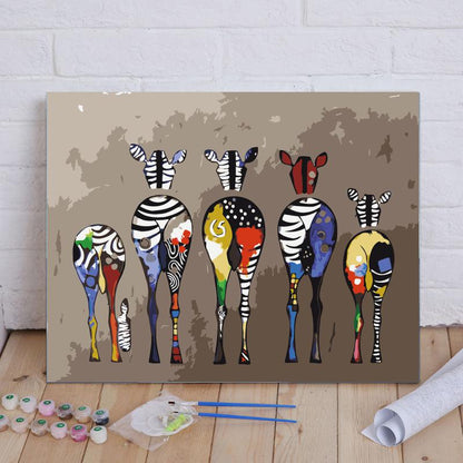 Colorful Zebra Family - 40x50 cm paint by numbers kit