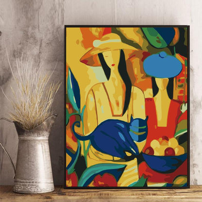 Woman with Blue Cat - 40x50 cm paint by numbers kit