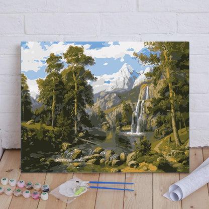 Mountain Waterfall Valley - 40x50 cm paint by numbers kit