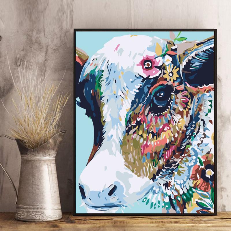 Colorful Cow Portrait - 40x50 cm paint by numbers kit