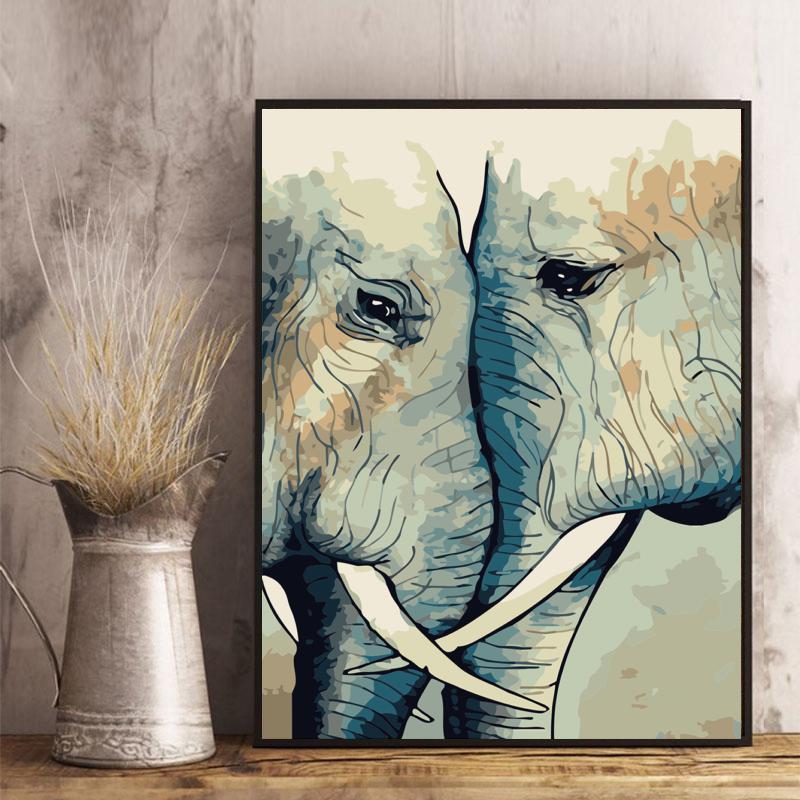 Elephant Family Bond - 40x50 cm paint by numbers kit