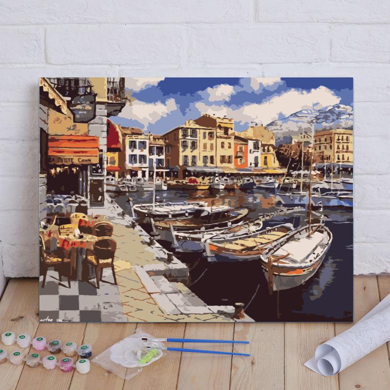 Sunny Harbor Boats - 40x50 cm paint by numbers kit