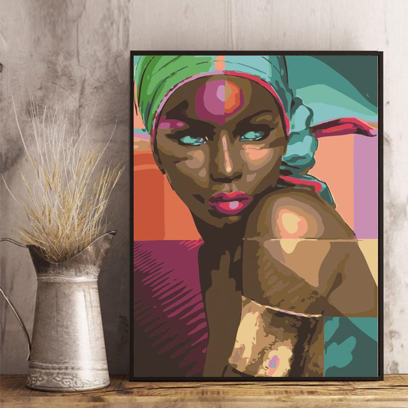 Vibrant Headwrap Portrait - 40x50 cm paint by numbers kit
