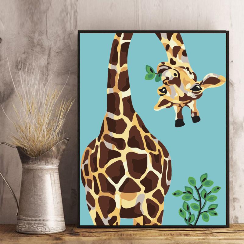 Playful Giraffe Family - 40x50 cm paint by numbers kit