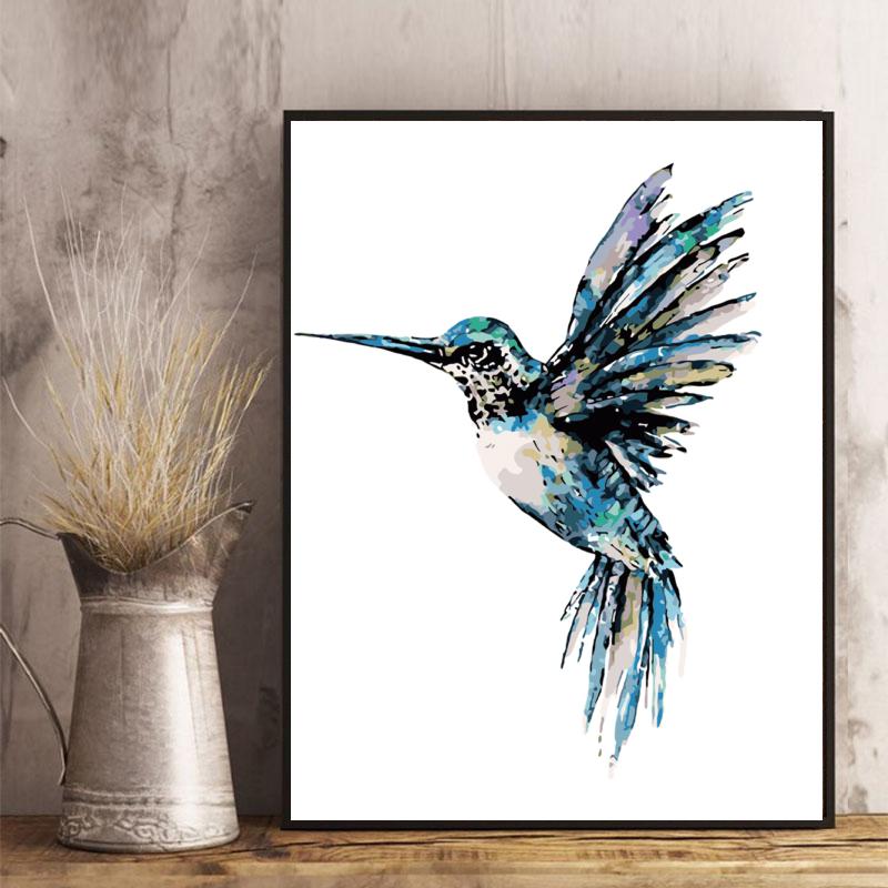 Blue Hummingbird in Flight - 40x50 cm paint by numbers kit