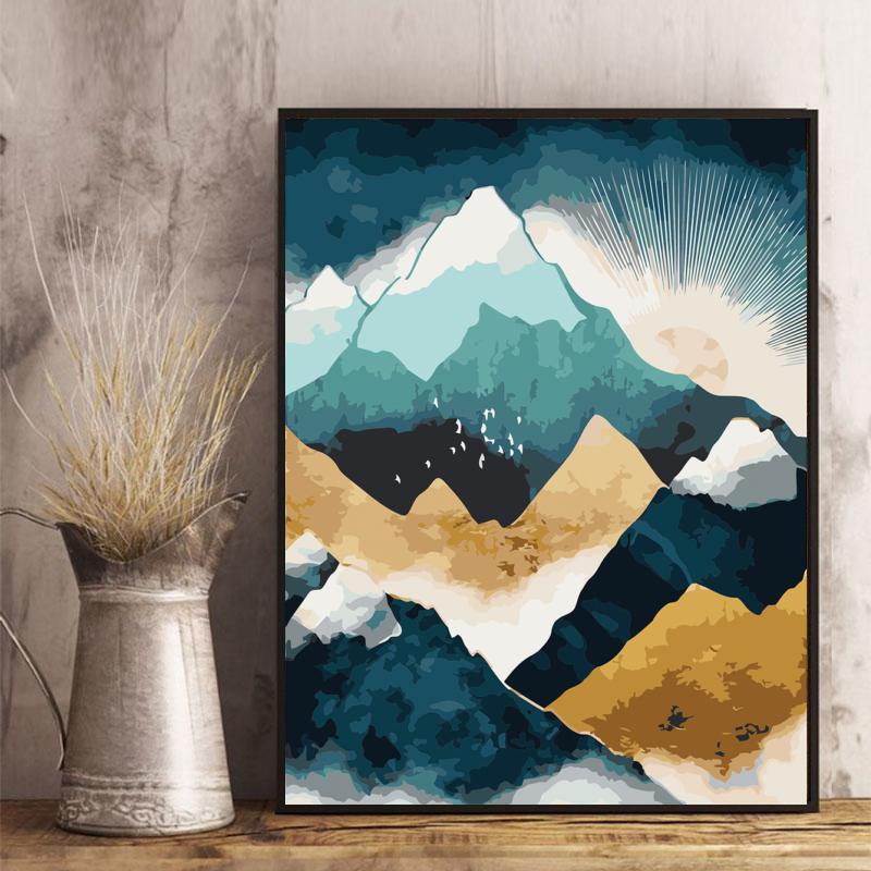 Geometric Mountain Sunrise - 40x50 cm paint by numbers kit