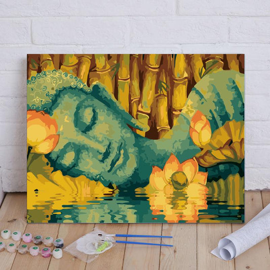 Reclining Buddha with Lotus Flowers - 40x50 cm paint by numbers kit