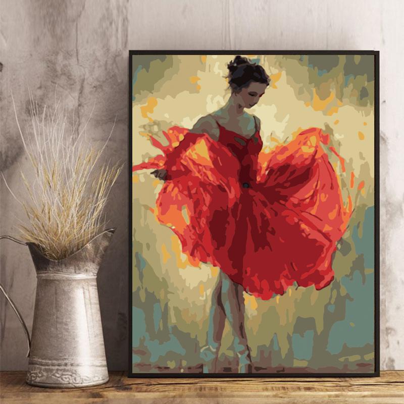 Dancer in Red Dress - 40x50 cm paint by numbers kit