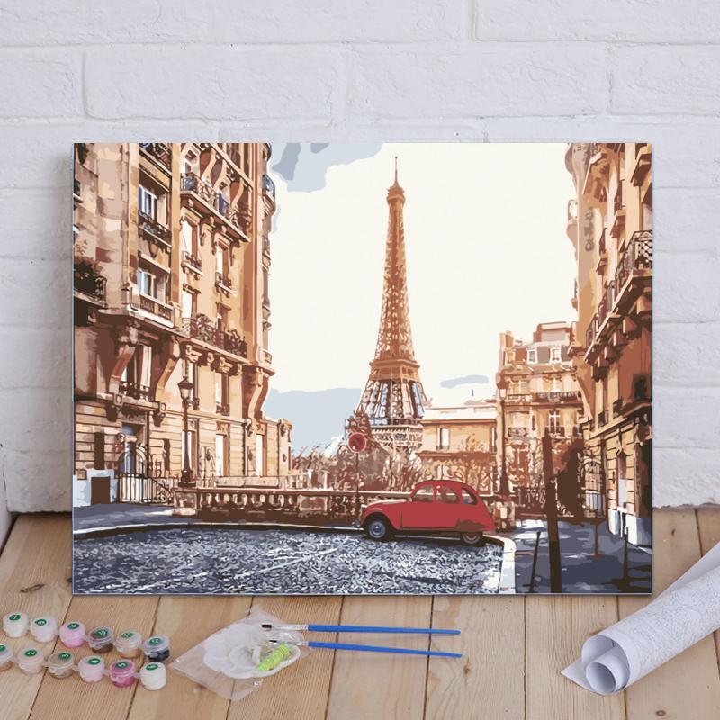 Paris Street and Eiffel Tower - 40x50 cm paint by numbers kit