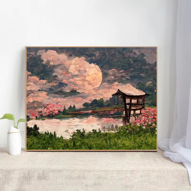 Dreamy Blossom Moon Landscape - 40x50 cm paint by numbers kit