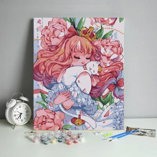 Princess and White Cat - 40x50 cm paint by numbers kit