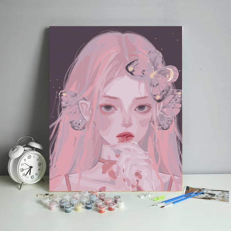 Pink Butterfly Dreamer - 40x50 cm paint by numbers kit