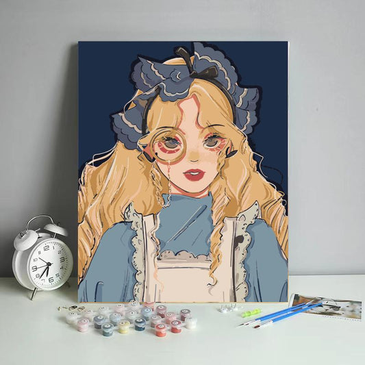 Vintage Blue Lolita Portrait - 40x50 cm paint by numbers kit