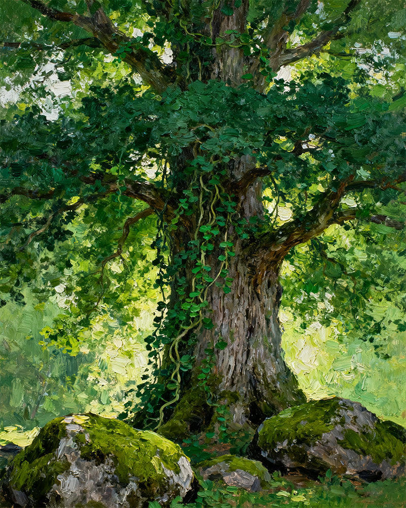 Ancient Green Forest Tree - 40x50 cm