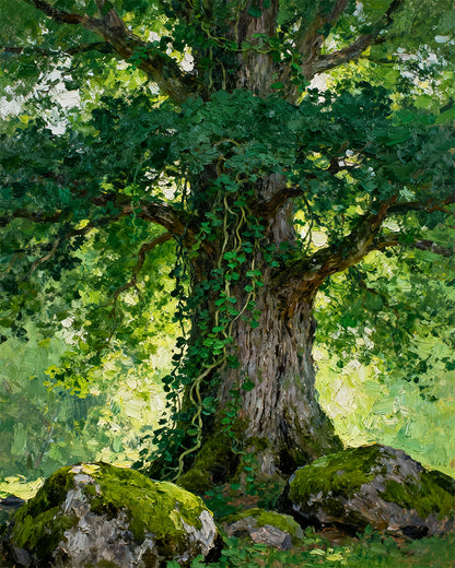 Ancient Green Forest Tree - 40x50 cm