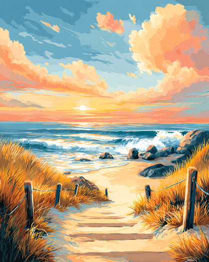 Golden Coastal Sunset Path