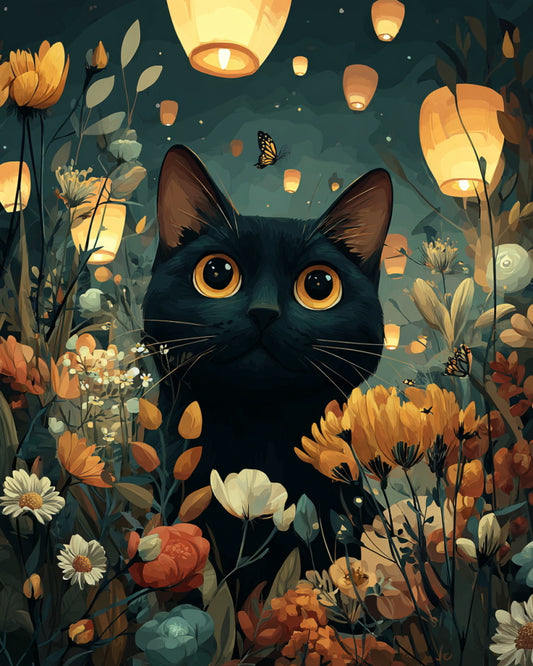 Lantern Garden Cat
