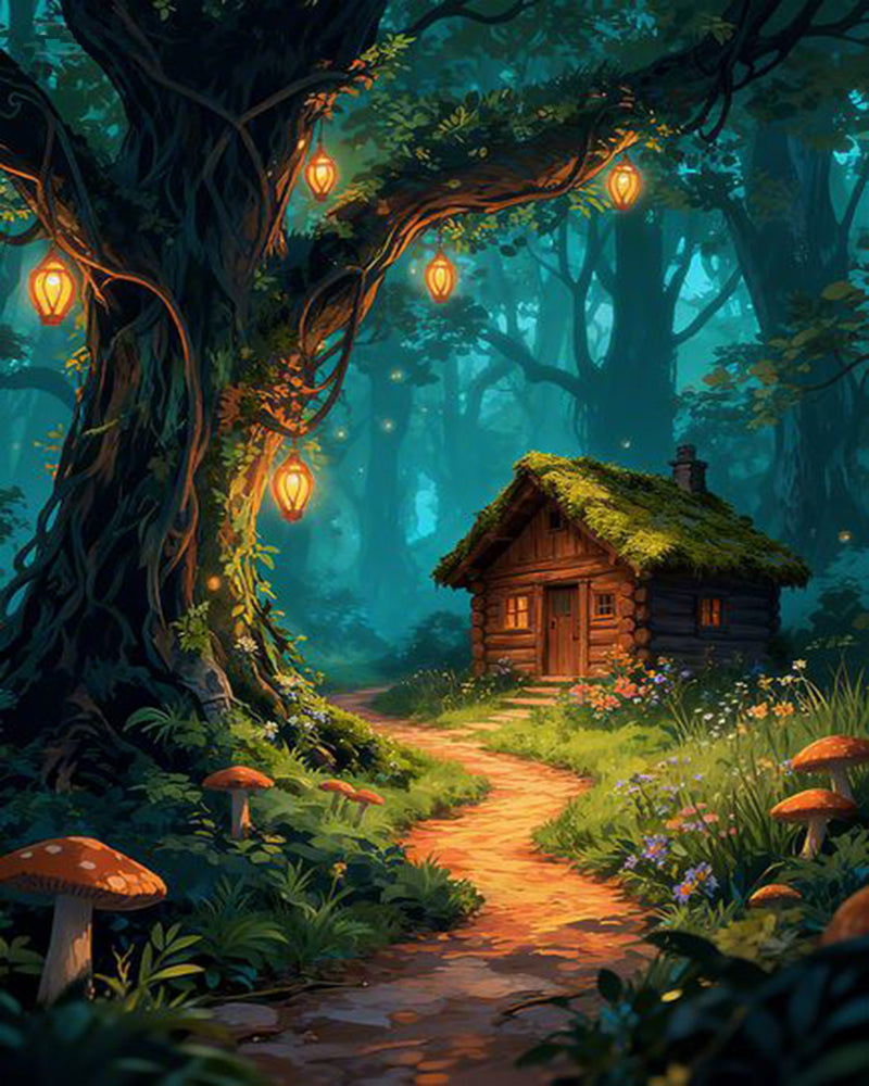 Enchanted Forest Cabin - 40x50 cm