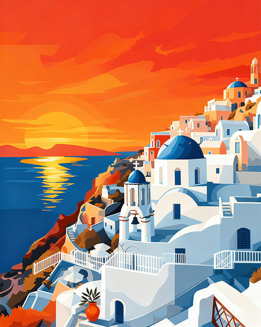 Santorini Sunset Glow - 40x50 cm