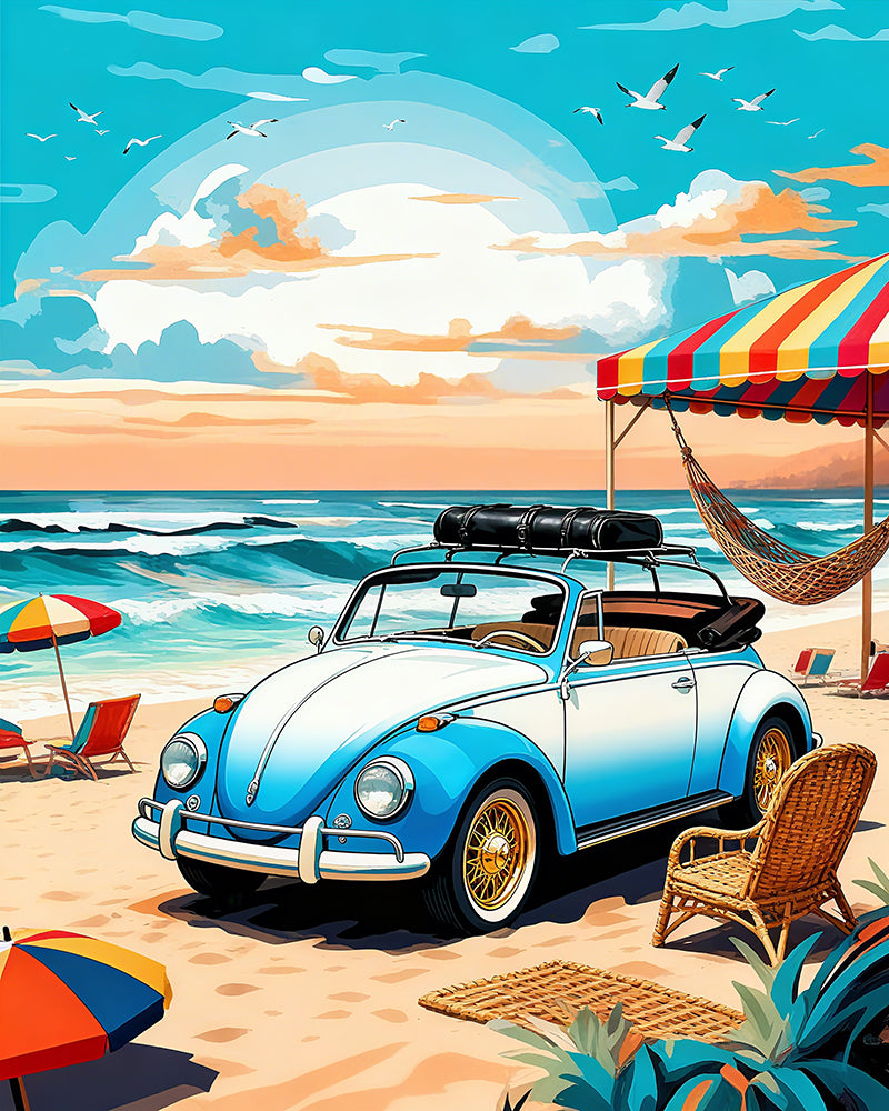 Vintage Beach Beetle - 40x50 cm
