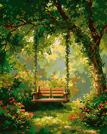 Garden Swing in Green Forest - 40x50 cm
