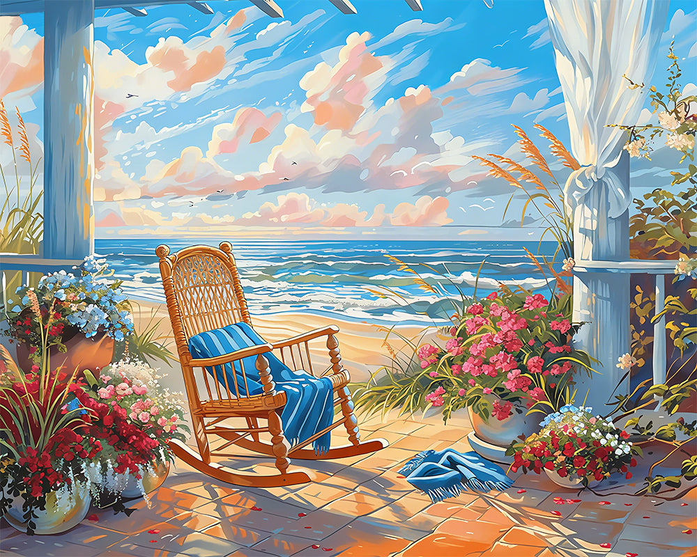 Seaside Rocking Chair Retreat - 40x50 cm