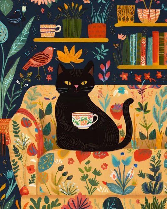 Cozy Cat Tea Time