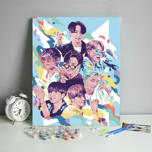 Colorful Seven Member Pop Group - 40x50 cm paint by numbers kit