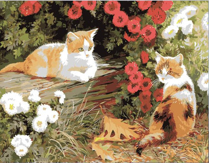Cats in the Flower Garden - 40x50 cm paint by numbers kit
