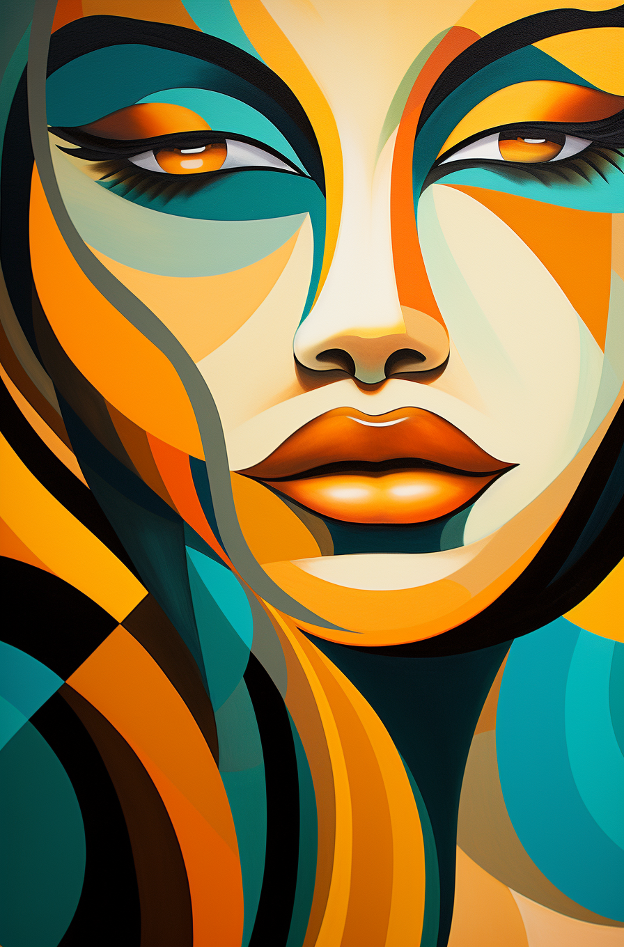 Golden Gaze Abstract Portrait