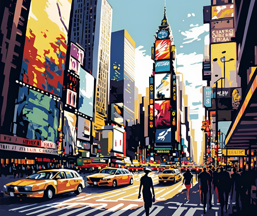 City Lights Street Scene - 40x50 cm