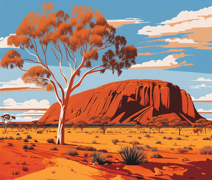 Red Desert Rock Landscape - 40x50 cm