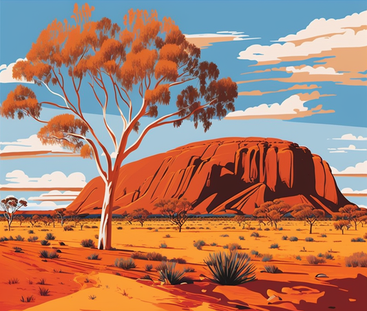 Red Desert Rock Landscape - 40x50 cm
