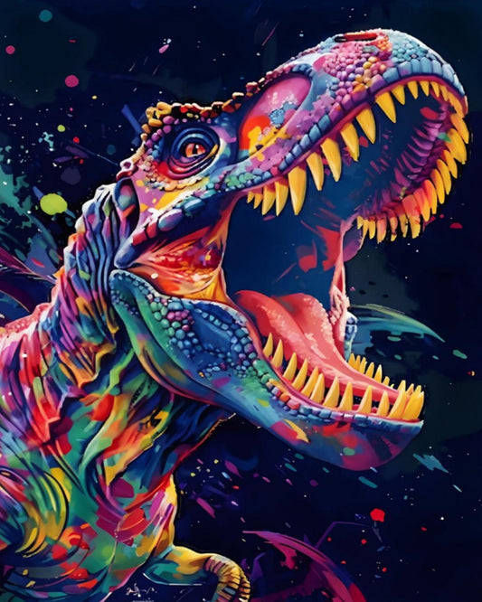 Neon T-Rex Roar - 40x50 cm