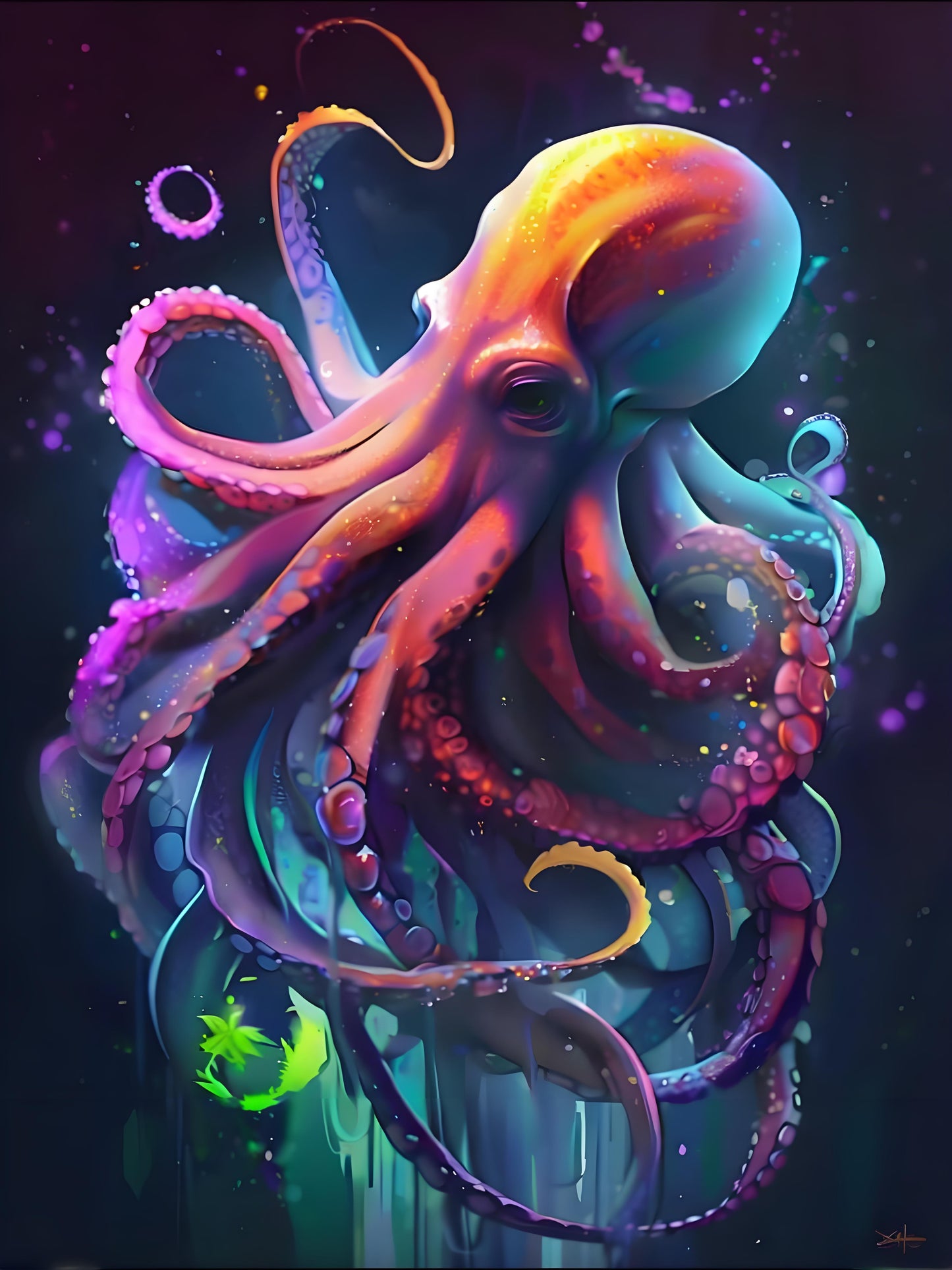 Neon Octopus Glow
