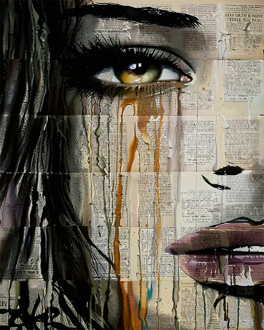 Newspaper Eye Portrait - 40x50 cm