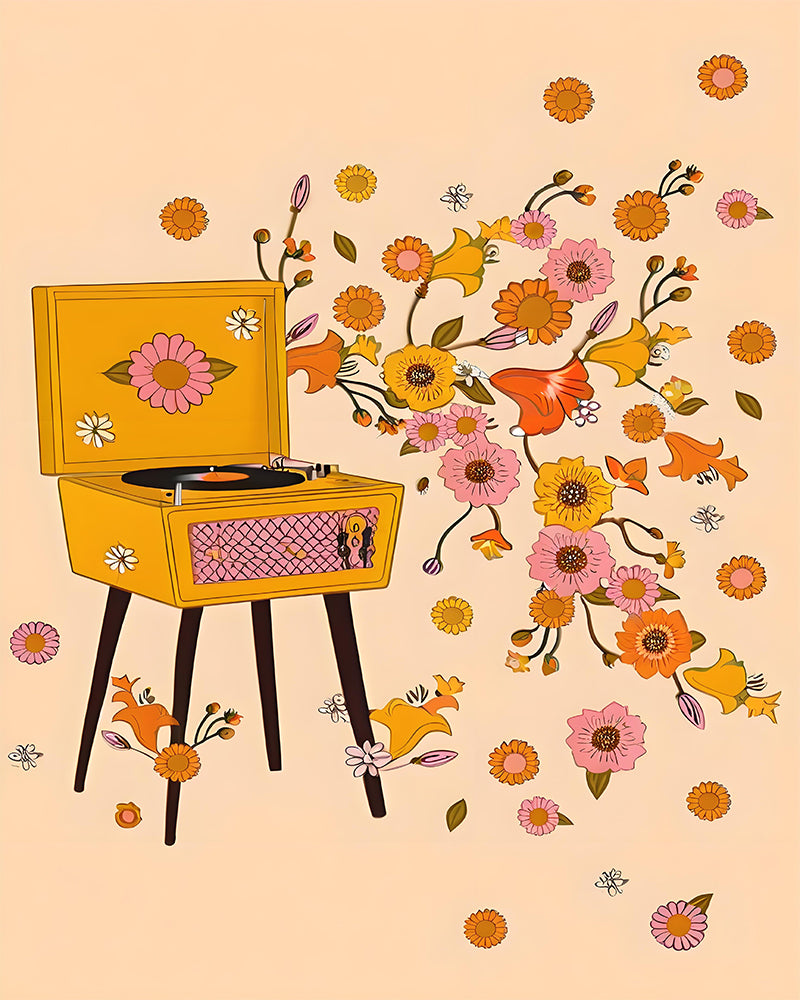 Retro Bloom Record Player