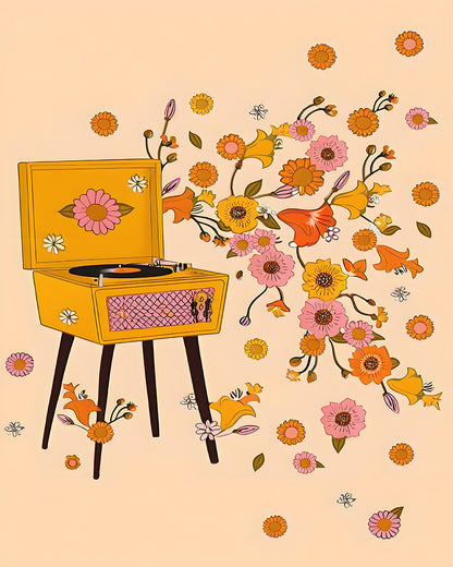 Retro Bloom Record Player
