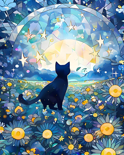 Starry Cat Garden - 40x50 cm