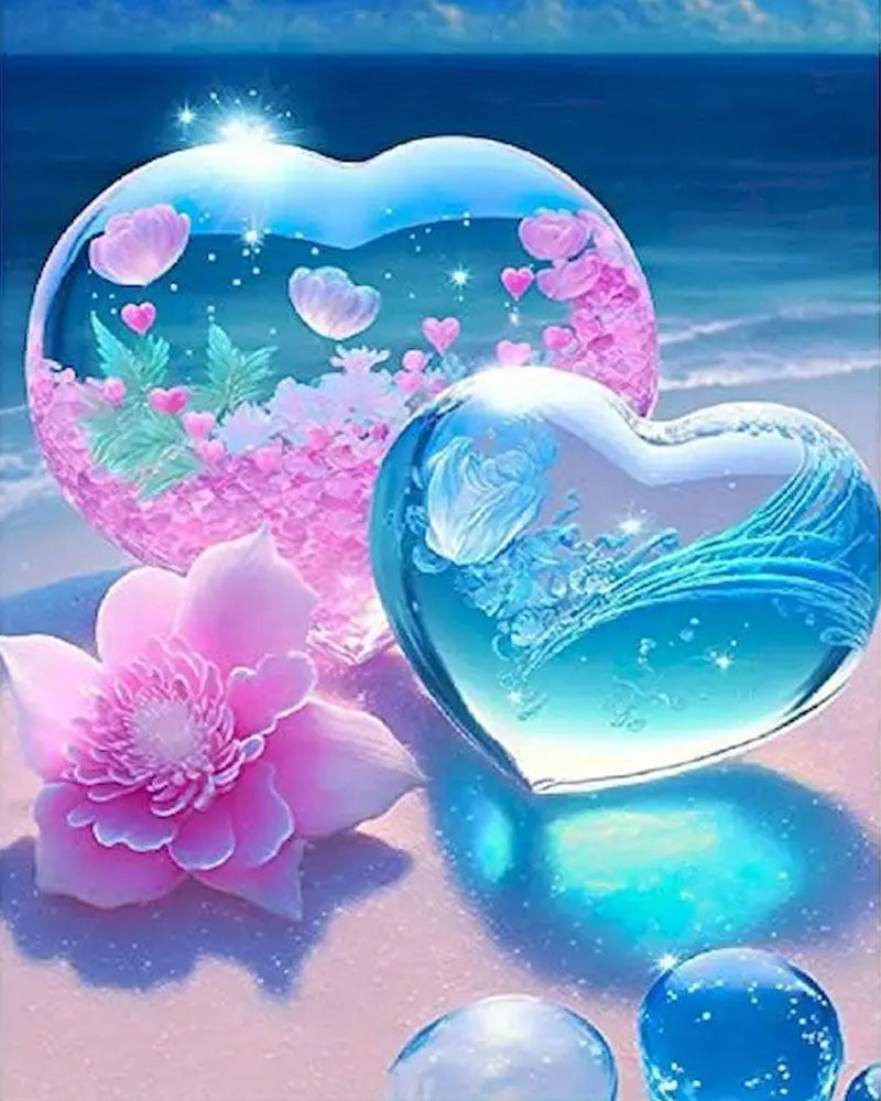 Crystal Hearts by the Sea - 40x50 cm