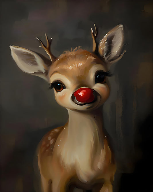 Cute Red Nose Reindeer - 40x50 cm