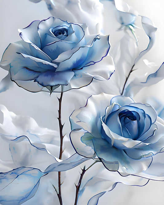 Soft Blue Rose Elegance - 40x50 cm paint by numbers kit