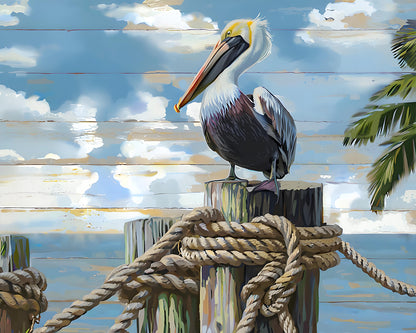 Pelican on Dock - 40x50 cm