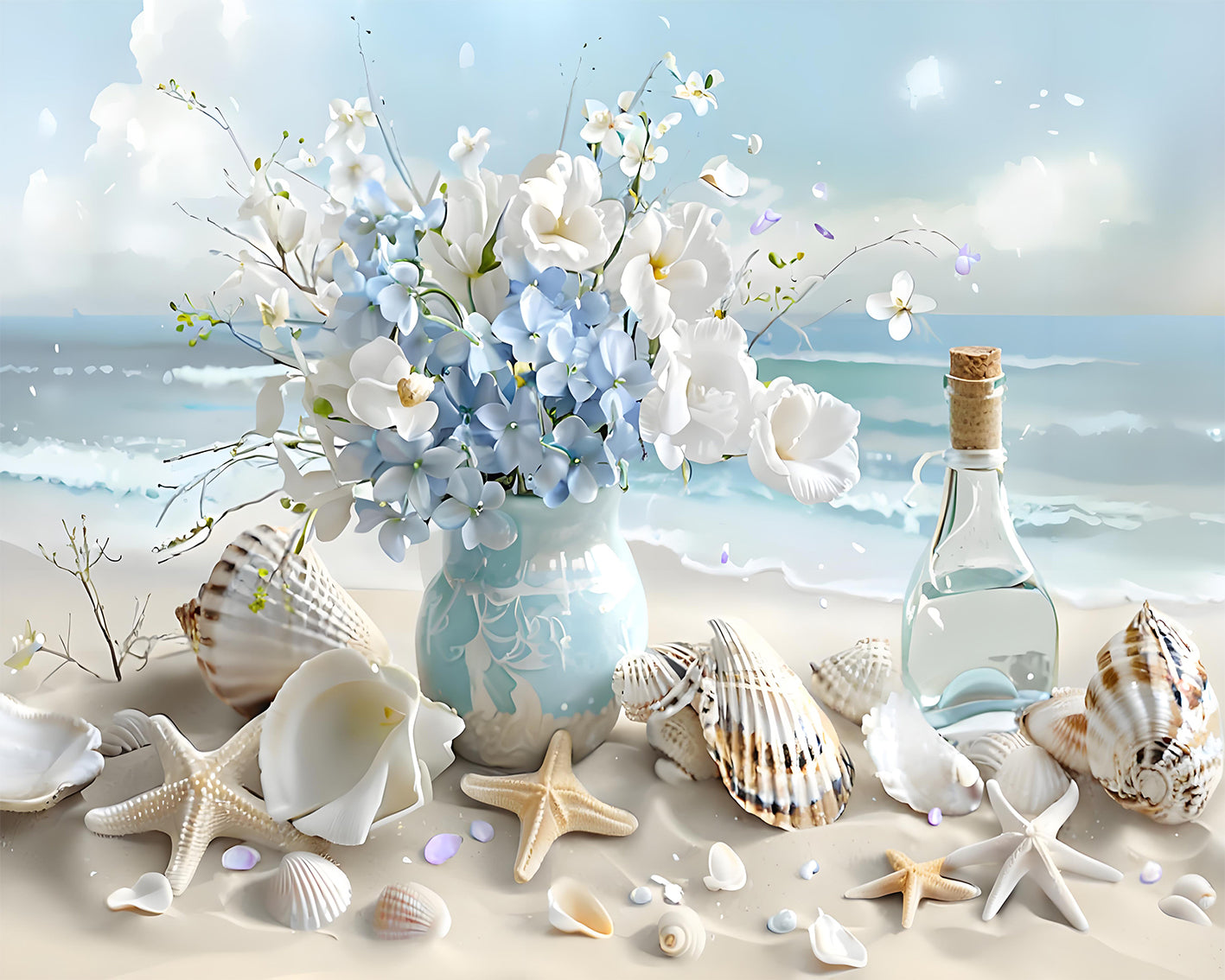 Coastal Shells and Flowers - 40x50 cm paint by numbers kit