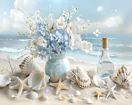Coastal Shells and Flowers - 40x50 cm paint by numbers kit
