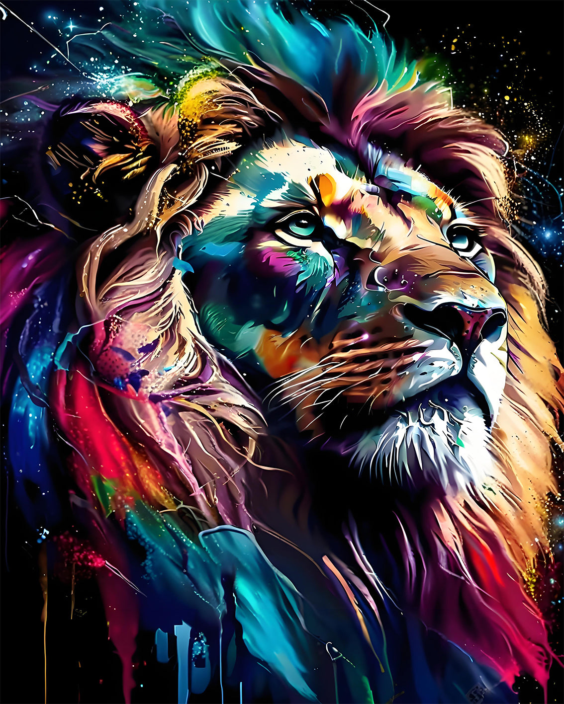 Colorful Lion Portrait - 40x50 cm paint by numbers kit