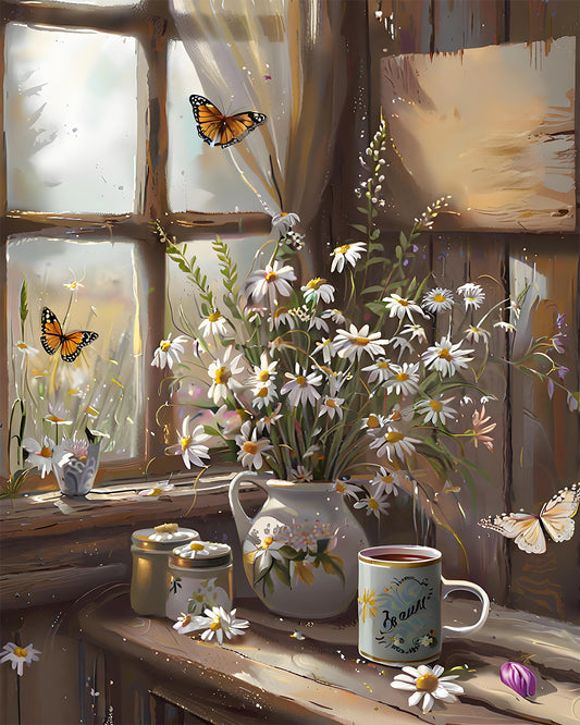 Daisies by Sunny Window - 40x50 cm paint by numbers kit