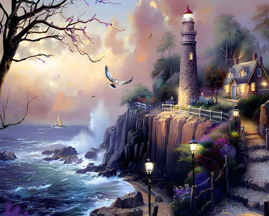Twilight Cliffside Lighthouse - 40x50 cm paint by numbers kit