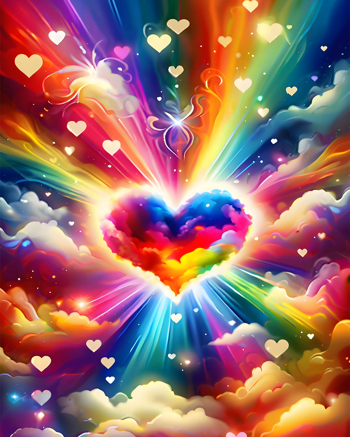 Rainbow Heart Burst - 40x50 cm