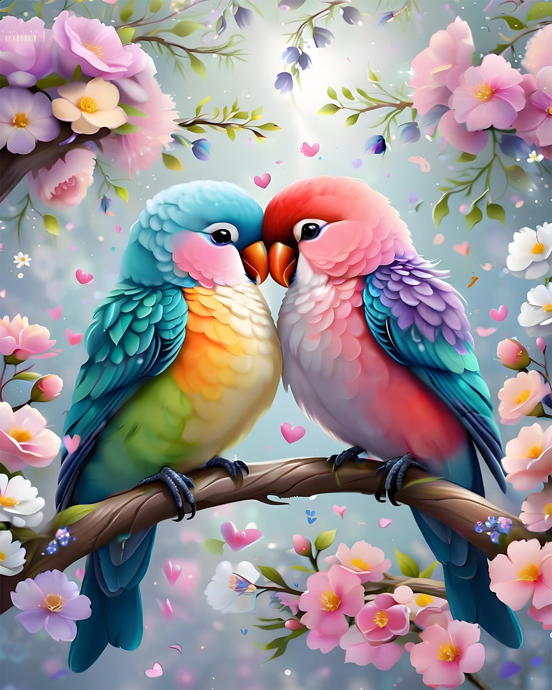Blossom Lovebirds Paint by Numbers Kit